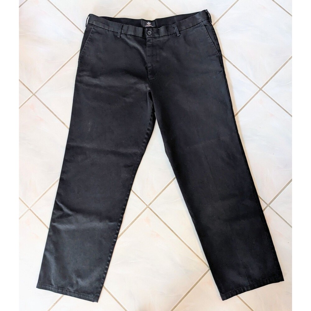 Dockers  Signature Khaki Pants Men's 40 x 32 Black Straight Fit 100% Cotton